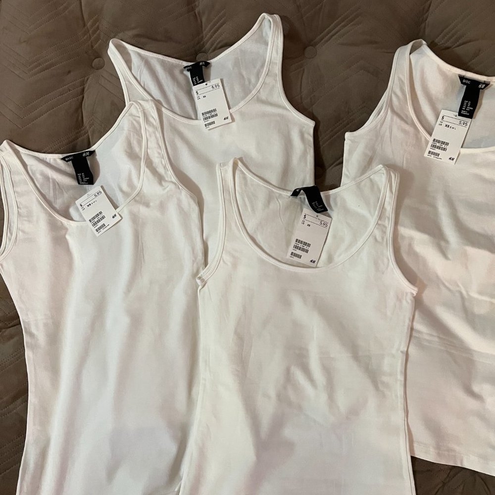 H&M White Tank Tops, NWT, 4 available. - Picture 2 of 4